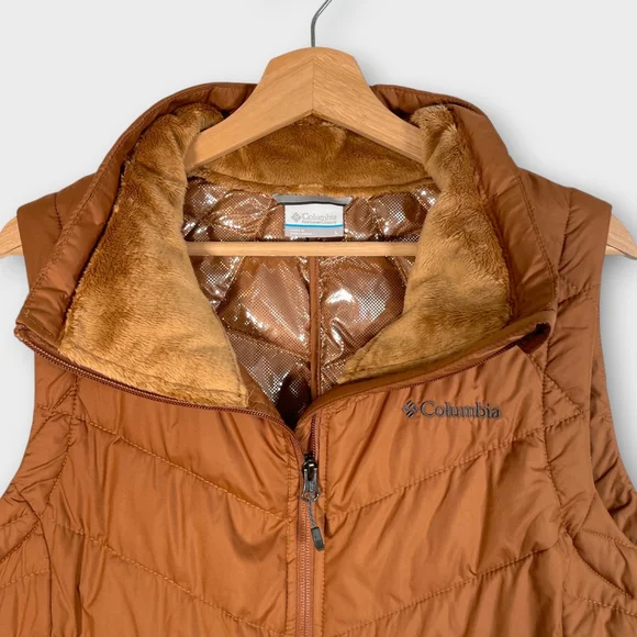 COLUMBIA Heavenly Long Vest Woman's LARGE Omni-Heat Zippered Pockets Outdoor EUC - Picture 3 of 9